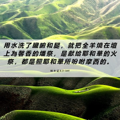 Picture 06 - 利 未 記 8:21 CUVT - 用 水 洗 了 臟 腑 和 腿 ， 就 把 全 - Bible Verse Picture