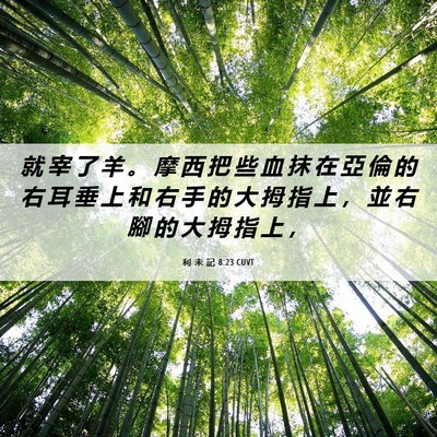 Picture 06 - 利 未 記 8:23 CUVT - 就 宰 了 羊 。 摩 西 把 些 血 抹 在 - Bible Verse Picture
