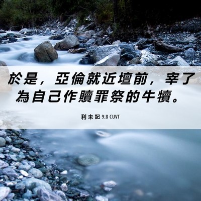 Picture 06 - 利 未 記 9:8 CUVT - 於 是 ， 亞 倫 就 近 壇 前 ， 宰 了 - Bible Verse Picture