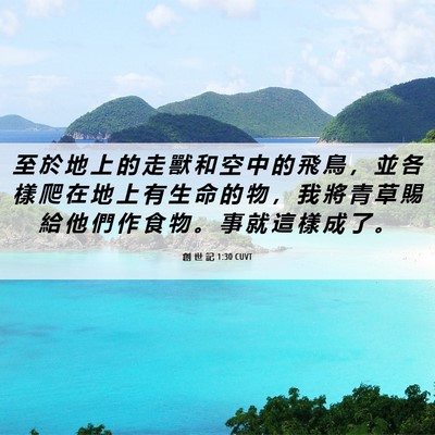 Picture 06 - 創 世 記 1:30 CUVT - 至 於 地 上 的 走 獸 和 空 中 的 飛 - Bible Verse Picture