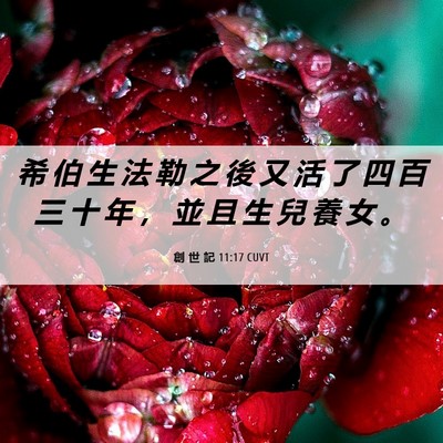 Picture 06 - 創 世 記 11:17 CUVT - 希 伯 生 法 勒 之 後 又 活 了 四 百 - Bible Verse Picture