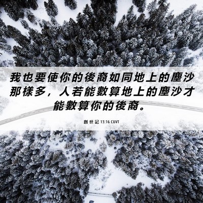 Picture 06 - 創 世 記 13:16 CUVT - 我 也 要 使 你 的 後 裔 如 同 地 上 - Bible Verse Picture