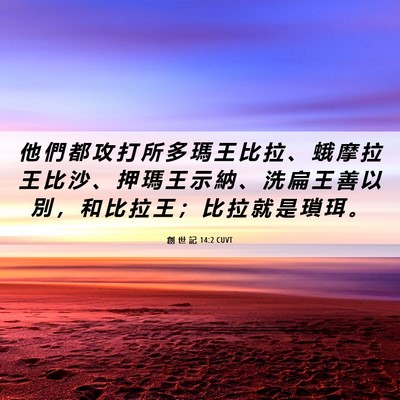 Picture 06 - 創 世 記 14:2 CUVT - 他 們 都 攻 打 所 多 瑪 王 比 拉 、 - Bible Verse Picture