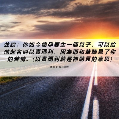 Picture 06 - 創 世 記 16:11 CUVT - 並 說 ： 你 如 今 懷 孕 要 生 一 個 - Bible Verse Picture