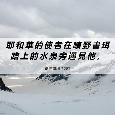 Picture 06 - 創 世 記 16:7 CUVT - 耶 和 華 的 使 者 在 曠 野 書 珥 路 - Bible Verse Picture