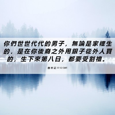 Picture 06 - 創 世 記 17:12 CUVT - 你 們 世 世 代 代 的 男 子 ， 無 論 - Bible Verse Picture