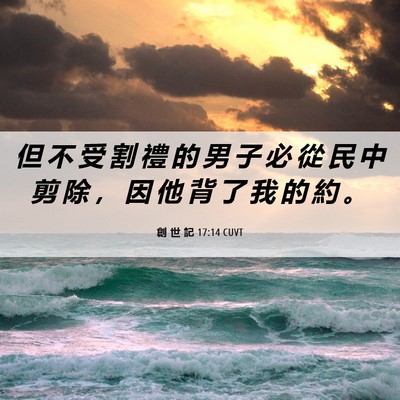 Picture 06 - 創 世 記 17:14 CUVT - 但 不 受 割 禮 的 男 子 必 從 民 中 - Bible Verse Picture