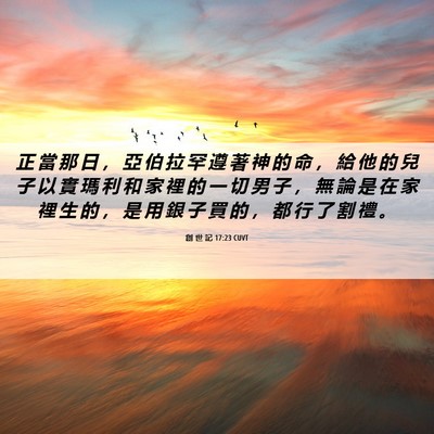 Picture 06 - 創 世 記 17:23 CUVT - 正 當 那 日 ， 亞 伯 拉 罕 遵 著 神 - Bible Verse Picture