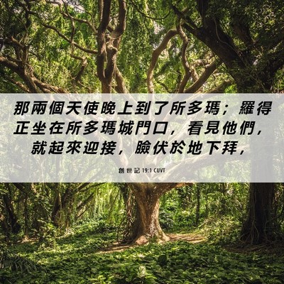 Picture 06 - 創 世 記 19:1 CUVT - 那 兩 個 天 使 晚 上 到 了 所 多 瑪 - Bible Verse Picture