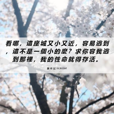 Picture 06 - 創 世 記 19:20 CUVT - 看 哪 ， 這 座 城 又 小 又 近 ， 容 - Bible Verse Picture