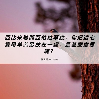 Picture 06 - 創 世 記 21:29 CUVT - 亞 比 米 勒 問 亞 伯 拉 罕 說 ： 你 - Bible Verse Picture