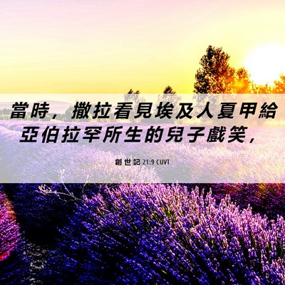 Picture 06 - 創 世 記 21:9 CUVT - 當 時 ， 撒 拉 看 見 埃 及 人 夏 甲 - Bible Verse Picture