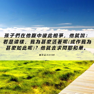 Picture 06 - 創 世 記 25:22 CUVT - 孩 子 們 在 他 腹 中 彼 此 相 爭 ， - Bible Verse Picture