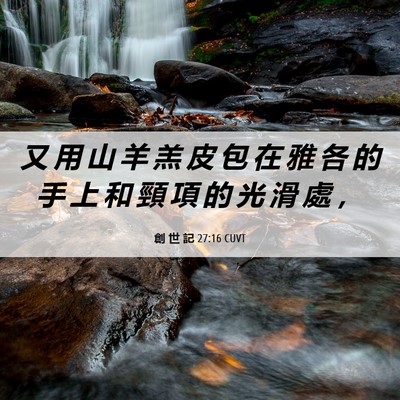 Picture 06 - 創 世 記 27:16 CUVT - 又 用 山 羊 羔 皮 包 在 雅 各 的 手 - Bible Verse Picture