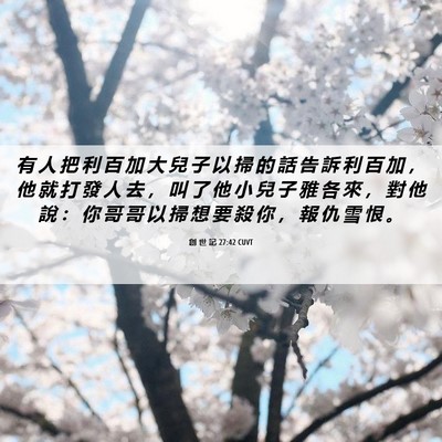 Picture 06 - 創 世 記 27:42 CUVT - 有 人 把 利 百 加 大 兒 子 以 掃 的 - Bible Verse Picture
