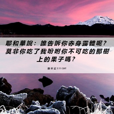 Picture 06 - 創 世 記 3:11 CUVT - 耶 和 華 說 ： 誰 告 訴 你 赤 身 露 - Bible Verse Picture