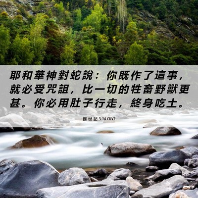 Picture 06 - 創 世 記 3:14 CUVT - 耶 和 華 神 對 蛇 說 ： 你 既 作 了 - Bible Verse Picture