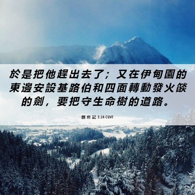 Picture 06 - 創 世 記 3:24 CUVT - 於 是 把 他 趕 出 去 了 ； 又 在 伊 - Bible Verse Picture