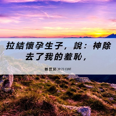 Picture 06 - 創 世 記 30:23 CUVT - 拉 結 懷 孕 生 子 ， 說 ： 神 除 去 - Bible Verse Picture