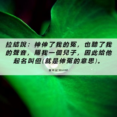 Picture 06 - 創 世 記 30:6 CUVT - 拉 結 說 ： 神 伸 了 我 的 冤 ， 也 - Bible Verse Picture