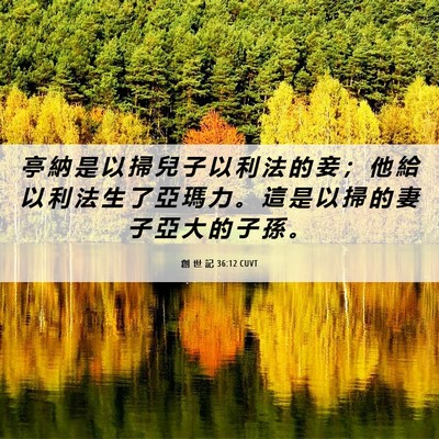 Picture 06 - 創 世 記 36:12 CUVT - 亭 納 是 以 掃 兒 子 以 利 法 的 妾 - Bible Verse Picture