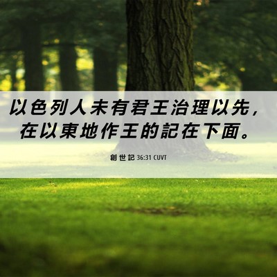 Picture 06 - 創 世 記 36:31 CUVT - 以 色 列 人 未 有 君 王 治 理 以 先 - Bible Verse Picture