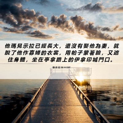 Picture 06 - 創 世 記 38:14 CUVT - 他 瑪 見 示 拉 已 經 長 大 ， 還 沒 - Bible Verse Picture