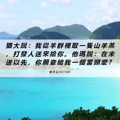 Picture 06 - 創 世 記 38:17 CUVT - 猶 大 說 ： 我 從 羊 群 裡 取 一 隻 - Bible Verse Picture