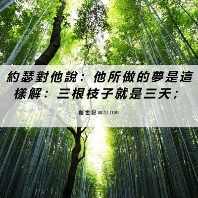 Picture 06 - 創 世 記 40:12 CUVT - 約 瑟 對 他 說 ： 他 所 做 的 夢 是 - Bible Verse Picture