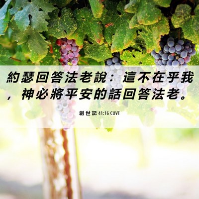Picture 06 - 創 世 記 41:16 CUVT - 約 瑟 回 答 法 老 說 ： 這 不 在 乎 - Bible Verse Picture