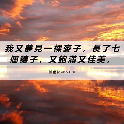 Picture 06 - 創 世 記 41:22 CUVT - 我 又 夢 見 一 棵 麥 子 ， 長 了 七 - Bible Verse Picture