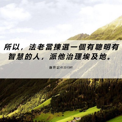 Picture 06 - 創 世 記 41:33 CUVT - 所 以 ， 法 老 當 揀 選 一 個 有 聰 - Bible Verse Picture