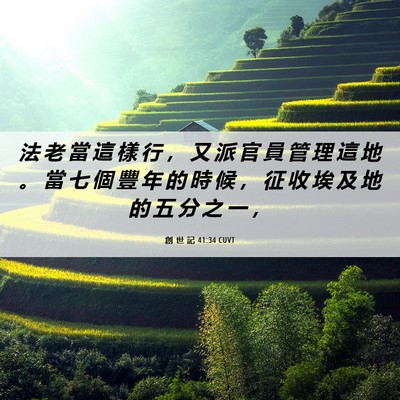 Picture 06 - 創 世 記 41:34 CUVT - 法 老 當 這 樣 行 ， 又 派 官 員 管 - Bible Verse Picture