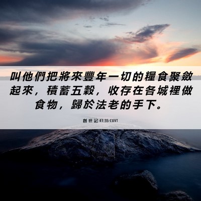 Picture 06 - 創 世 記 41:35 CUVT - 叫 他 們 把 將 來 豐 年 一 切 的 糧 - Bible Verse Picture