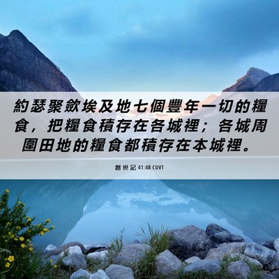 Picture 06 - 創 世 記 41:48 CUVT - 約 瑟 聚 歛 埃 及 地 七 個 豐 年 一 - Bible Verse Picture