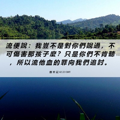 Picture 06 - 創 世 記 42:22 CUVT - 流 便 說 ： 我 豈 不 是 對 你 們 說 - Bible Verse Picture