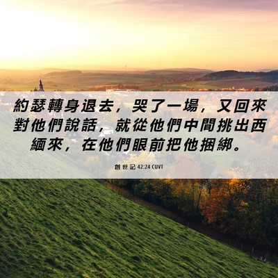 Picture 06 - 創 世 記 42:24 CUVT - 約 瑟 轉 身 退 去 ， 哭 了 一 場 ， - Bible Verse Picture