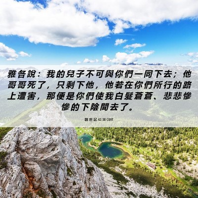 Picture 06 - 創 世 記 42:38 CUVT - 雅 各 說 ： 我 的 兒 子 不 可 與 你 - Bible Verse Picture