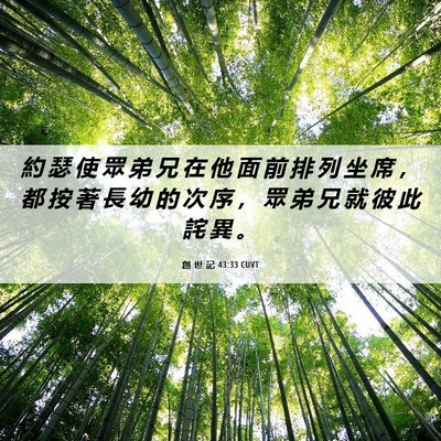 Picture 06 - 創 世 記 43:33 CUVT - 約 瑟 使 眾 弟 兄 在 他 面 前 排 列 - Bible Verse Picture