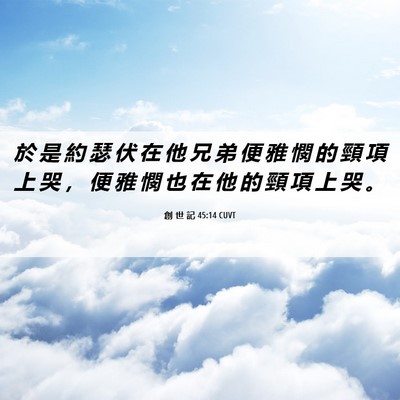 Picture 06 - 創 世 記 45:14 CUVT - 於 是 約 瑟 伏 在 他 兄 弟 便 雅 憫 - Bible Verse Picture
