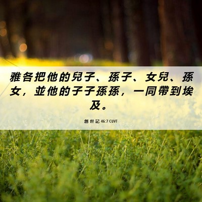 Picture 06 - 創 世 記 46:7 CUVT - 雅 各 把 他 的 兒 子 、 孫 子 、 女 - Bible Verse Picture
