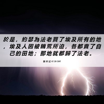 Picture 06 - 創 世 記 47:20 CUVT - 於 是 ， 約 瑟 為 法 老 買 了 埃 及 - Bible Verse Picture