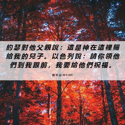 Picture 06 - 創 世 記 48:9 CUVT - 約 瑟 對 他 父 親 說 ： 這 是 神 在 - Bible Verse Picture