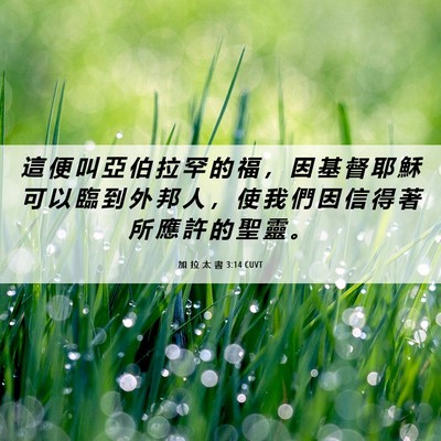 Picture 06 - 加 拉 太 書 3:14 CUVT - 這 便 叫 亞 伯 拉 罕 的 福 ， 因 基 - Bible Verse Picture