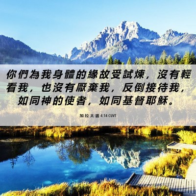 Picture 06 - 加 拉 太 書 4:14 CUVT - 你 們 為 我 身 體 的 緣 故 受 試 煉 - Bible Verse Picture