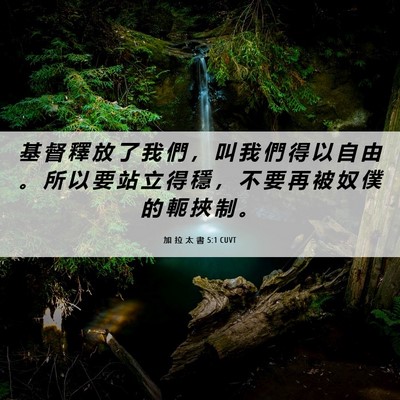 Picture 06 - 加 拉 太 書 5:1 CUVT - 基 督 釋 放 了 我 們 ， 叫 我 們 得 - Bible Verse Picture