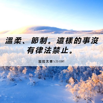 Picture 06 - 加 拉 太 書 5:23 CUVT - 溫 柔 、 節 制 。 這 樣 的 事 沒 有 - Bible Verse Picture
