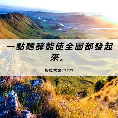 Picture 06 - 加 拉 太 書 5:9 CUVT - 一 點 麵 酵 能 使 全 團 都 發 起 來 - Bible Verse Picture