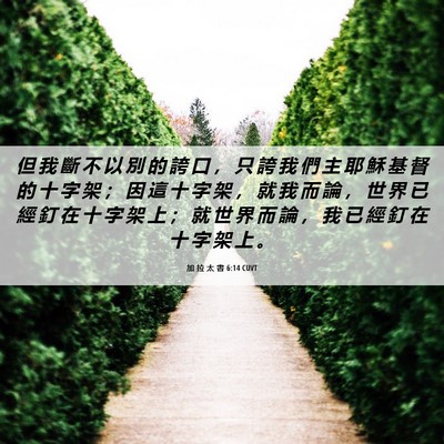 Picture 06 - 加 拉 太 書 6:14 CUVT - 但 我 斷 不 以 別 的 誇 口 ， 只 誇 - Bible Verse Picture
