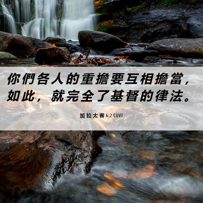 Picture 06 - 加 拉 太 書 6:2 CUVT - 你 們 各 人 的 重 擔 要 互 相 擔 當 - Bible Verse Picture